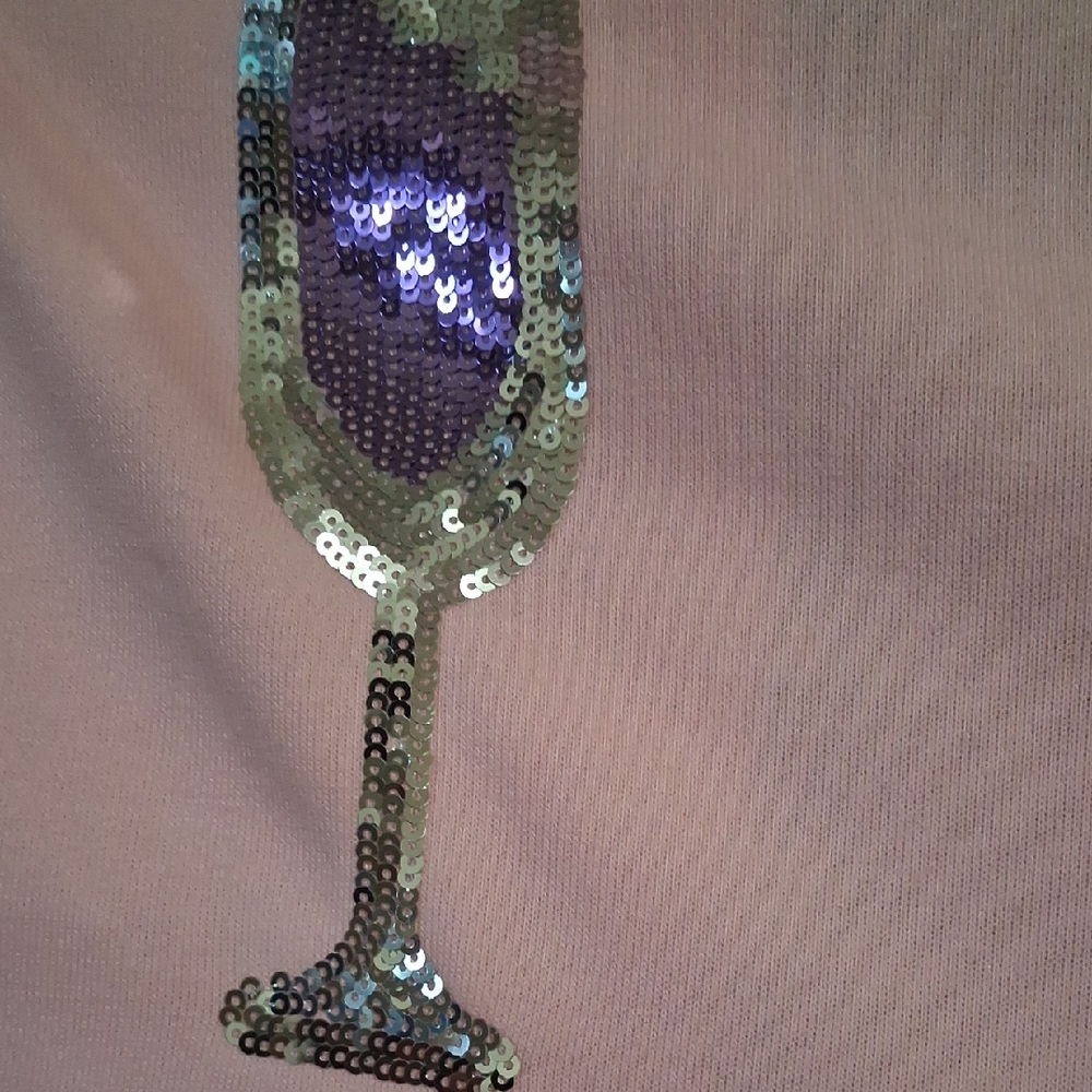 Pink Wide Leg Pants with Sequin Glass Design - Picture 4 of 8